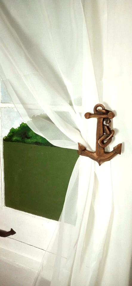 Sea weathered curtain boat anchor tie backs 1 set of 2 plus 4 screws - Image 4 of 4