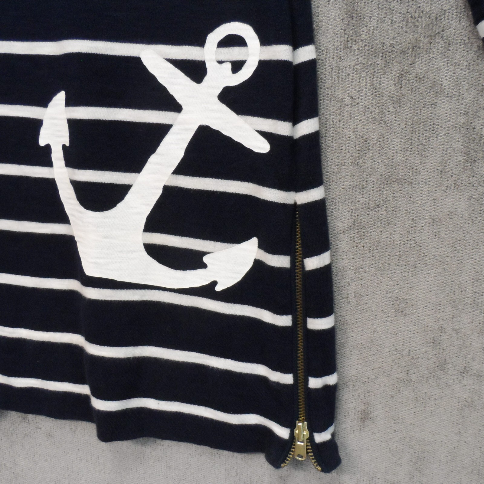 J. Crew Nautical Dress Womens XS Stripes Anchor Zipper Blue White Long