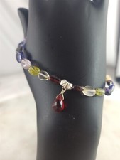 CW Vintage Sterling Silver Beaded Gemstone Bracelet - 7.4 Grams