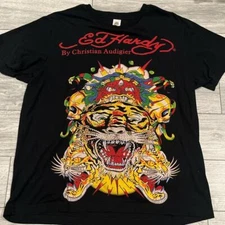 Ed Hardy By Christian Audigier Tiger Unisex Heaven Cotton Tshirt Reprint KH4829