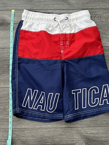 Nautica Boys Swim Trunk Shorts Drawstring Waist Mesh Lined Tricolor M (10-12) - Picture 3 of 9
