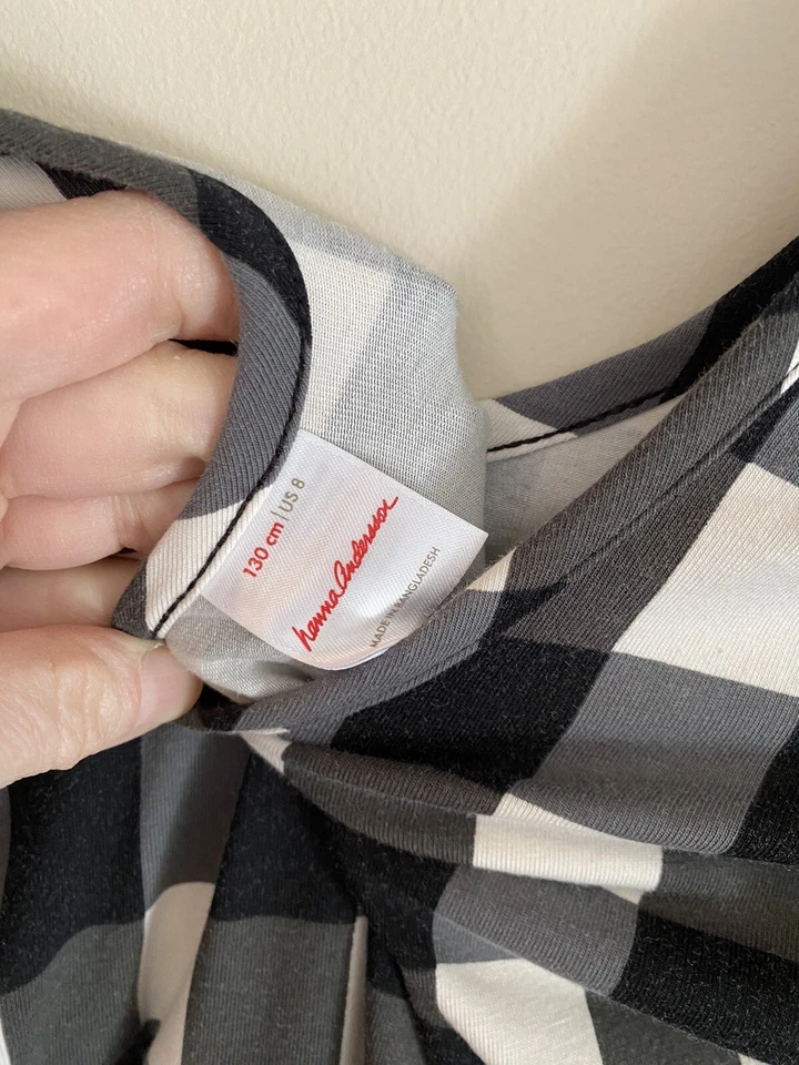 Hanna Andersson, Girls Size 130 (Size 8), Black & White Skater Dress, VGUC - Image 3 of 3