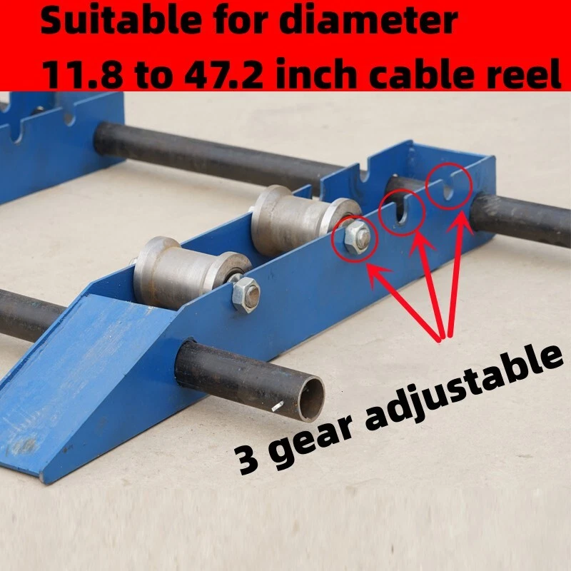 Dispensador de carrete de cable con soporte de rodillo de tambor de cable de alta resistencia para carretes 11,8-47,2 pulgadas OD Foto 2 de 4