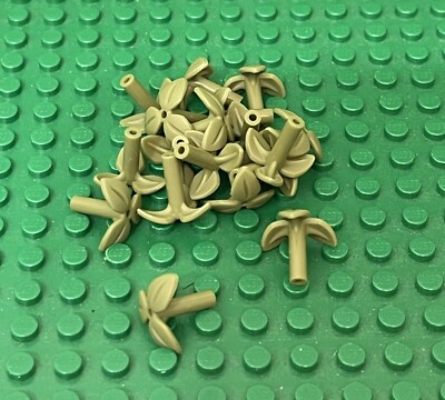Lego 25 Pieces Olive Green City/Friend Plants Stem with 3 Leaves and Bottom Pin