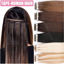 12"-24" THICK Tape In Russian 100 Remy Human Hair Extensions Skin Weft Salon