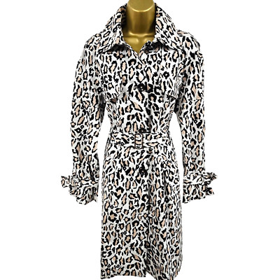 12 UK KAREN MILLEN The Atelier Tier Leopard Druck Mac Trench Kleid Mantel Jacke