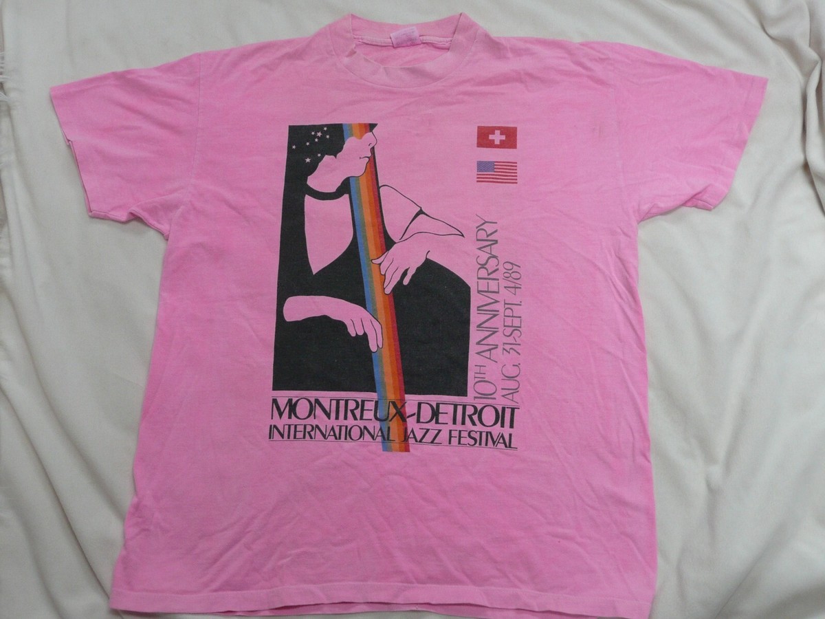 Vintage 1989 Montreux-Detroit Jazz Festival T-Shirt Pink Big