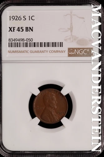 1926-S Lincoln Wheat Cent - NGC XF 45 BN - Scarce  No Reserve  #SLH229