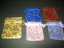 Organza Sheer Floral Drawstring Gift Bags Jewelry Pouches Wedding Assortment Lot