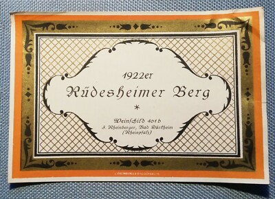 Old Wine Label Sample Label 1922 Rüdesheimer Berg Design?