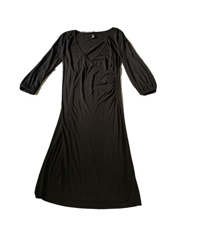 H&M Mama Ribbed Cut Out Dress Fitted Knee Length Jersey Knit Black Womens  XS | eBay