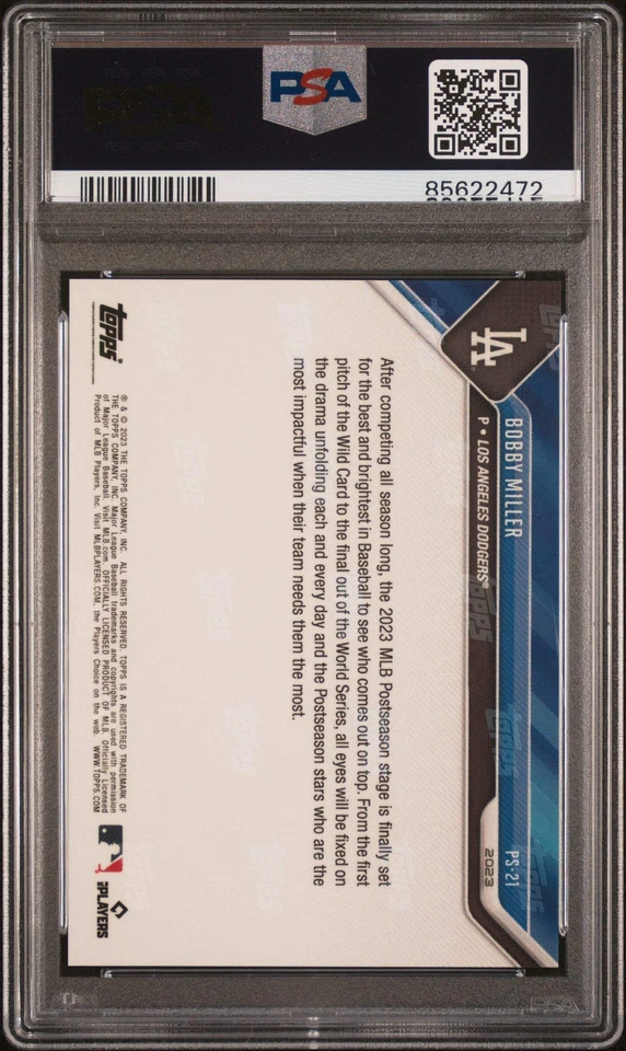 Graded 2023 Topps Now Bobby Miller #PS21 Purple #/25 Rookie Baseball Card PSA 10 - Image 2 of 2