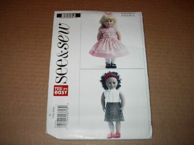 See & Sew Pattern 5553 ~ Adorable Outfits for 18'' Dolls ~ American Girl ~ Uncut