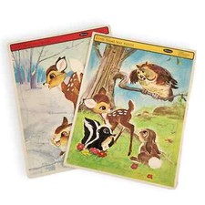 Vintage Disney Bambi Kids Frame Tray Puzzles