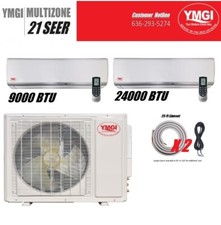 Ymgi 33000BTU Dual Zone Ductless Mini Split Air Condtioner  Heat Pump 9k+24k T04