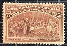 US Stamps-SC# 234 - 5 Cent - MOGH  - Small Spot Thin - SCV = $55.00