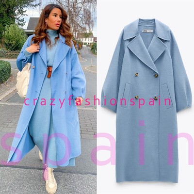 zara blue wool coat