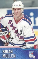brian mullen signed 6x9.5 card autographed photo picture new york rangers ny 19