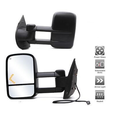Tow Mirrors Fits 2011-2013 Chevy Silverado 2500 3500 Power Heated Arrow Signal