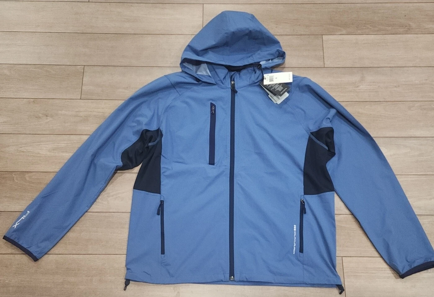 $228 RLX Ralph Lauren Golf Zip Stretch Windbreaker Size XL Blue Jacket Packable
