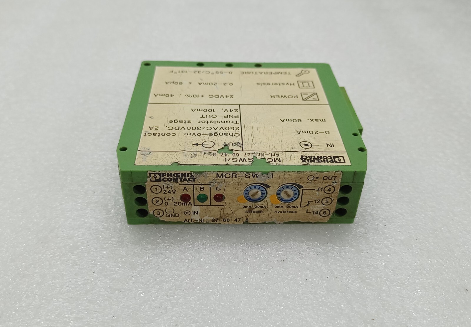 PHOENIX CONTACT MOR – SWS/I SCHWELL WERTSCHALTER /TRESHOLD SWITCHES