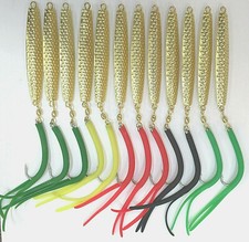 12 New-Gold Plated A-47 Ava Hammered Diamond Jigs 4 oz. - Bluefish-Stripers