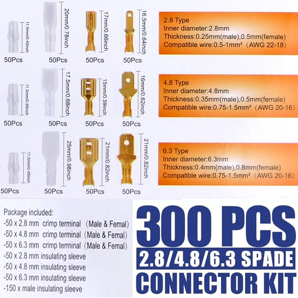 Crimpwerkzeuge Zange Presswerkzeug 0.5-1.5mm²/22-16 AWG mit 300 Stk. Kabelschuhe - Bild 2 von 4