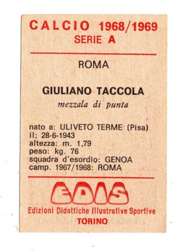 FIGURINE CALCIO EDIS SERIE A 1968-69 RETRO ROSSO SCEGLI DALLA LISTA - Picture 187 of 269