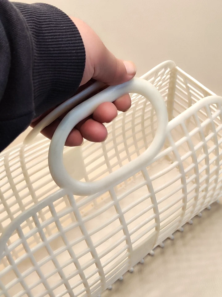 Bolsa vintage años 60 cesta plástico blanco playa Rockabilly pin-up kitsch Foto 4 de 4