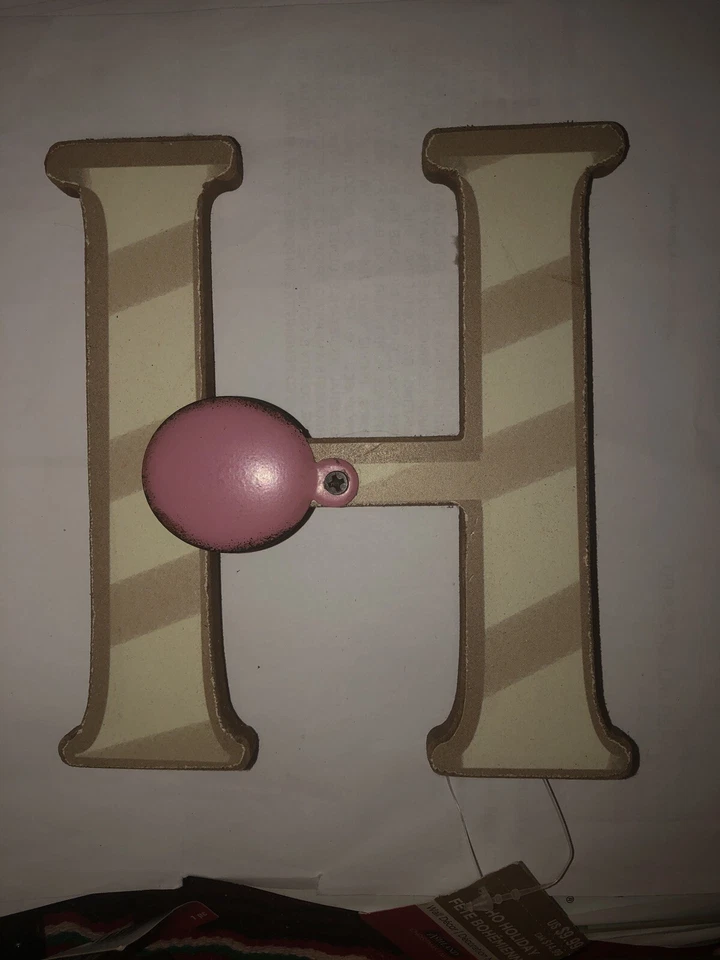 Ashland Holiday BOHO Wooden Rustic Letter H Wall Decoration white gold Color NWT - Image 3 of 4