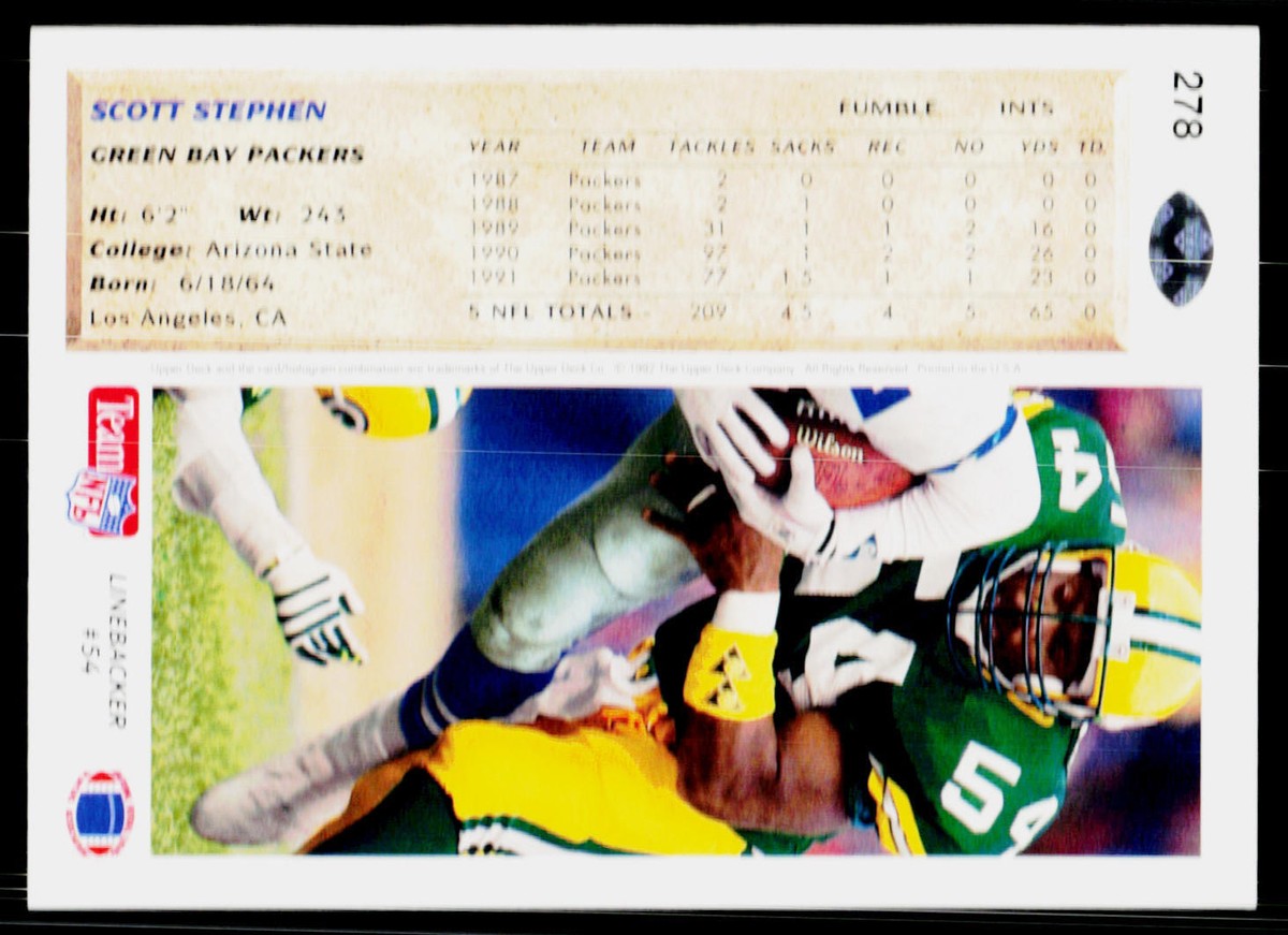 Scott Stephen, 1992 Upper Deck Football Card, #278, Green Bay