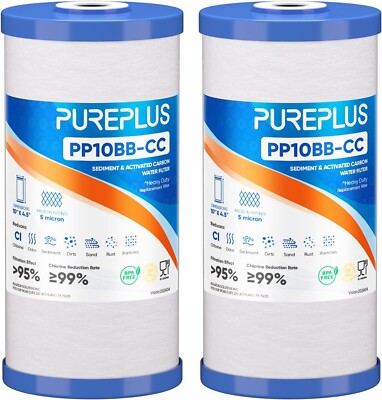 Pureplus 5 Micron 10''X4.5'' Whole House Water Filter Cartridge, 2-pack