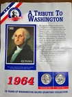 1964 P & D Washington Silver Quarter Two Coin Circulated Set $300 Guyana Stamp