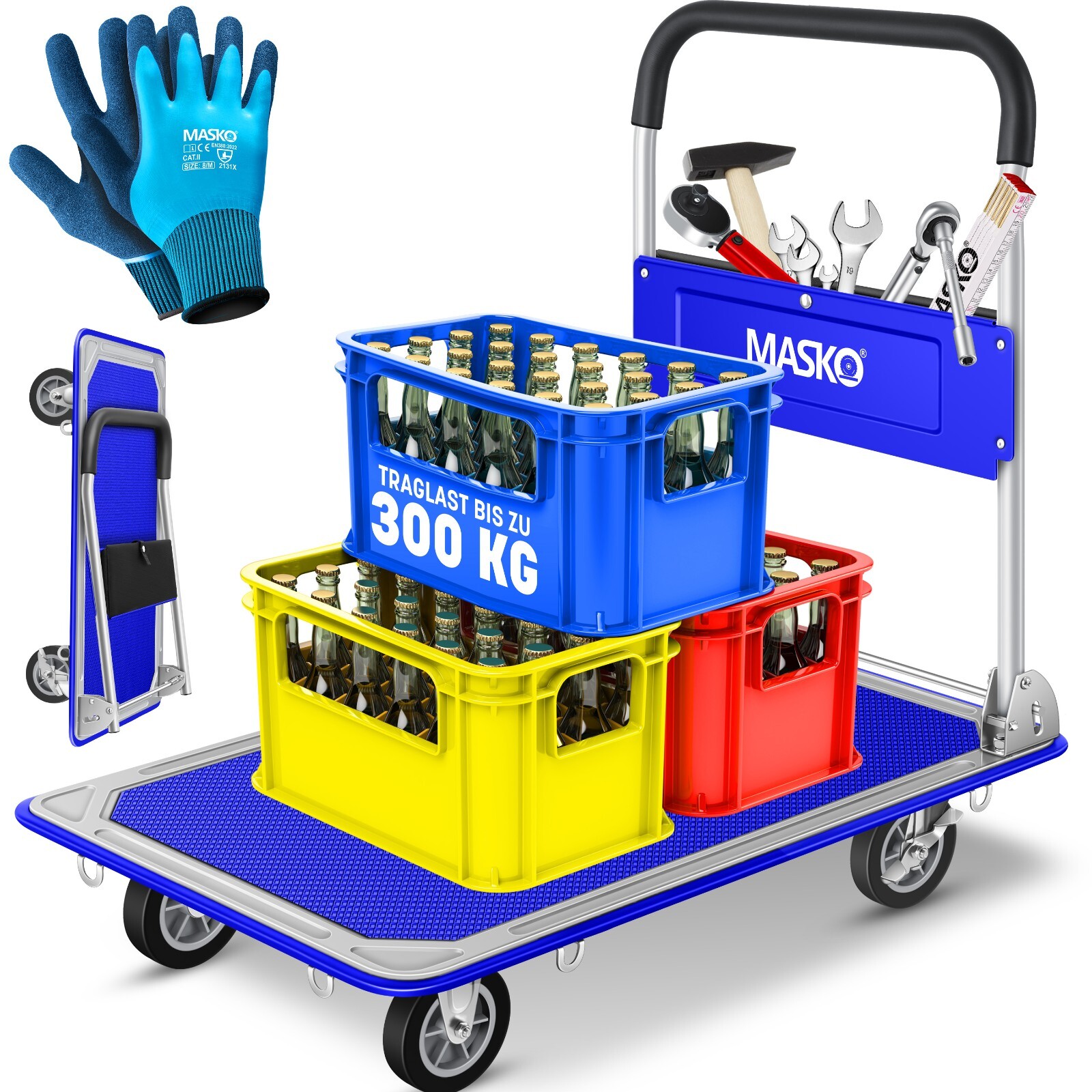 VidaXL Plattformwagen Edelstahl Klappbar - Transportwagen 200kg Traglast