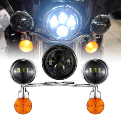7'' LED Headlight + 4.5'' Spot Fog Lights For Kawasaki Vulcan VN 1600 1700 2000
