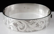 Sterling Silver Hinge Clasp Bangle, Henry Griffith & Sons Ltd, Sheffield 1976