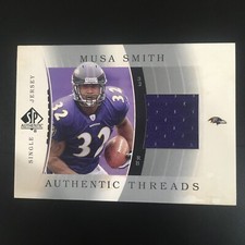 2003 SP Authentic Threads Jersey Rookie Card #JCMS Musa Smith Baltimore Ravens
