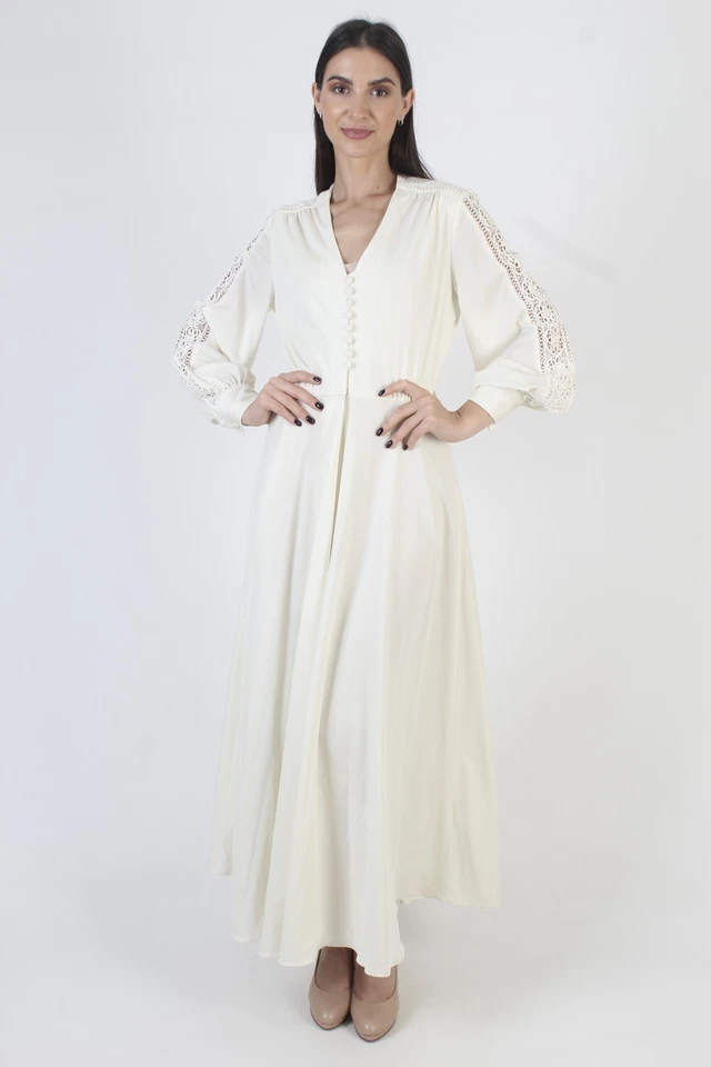 Vestido De Colección Años 70 Diosa Griega Liso Corchet Slv Disco Griego Romano Vestido M Foto 2 de 4