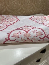 John Robshaw Queen Pink & White Floral Hand Blocked Print Reversible Duvet Cover