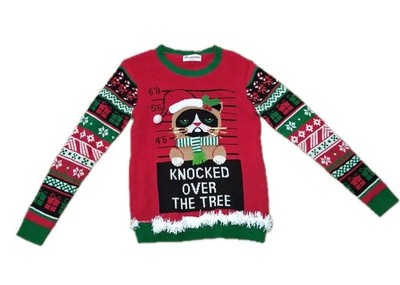 Women s No Boundaries Grumpy Cat Ugly Christmas Sweater Size Medium (8-10)