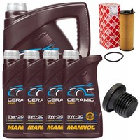 MotoröL Filter Set Mannol 5W-30 Ceramic 9 Liter + Schraube FüR Audi A6 A8 2.7