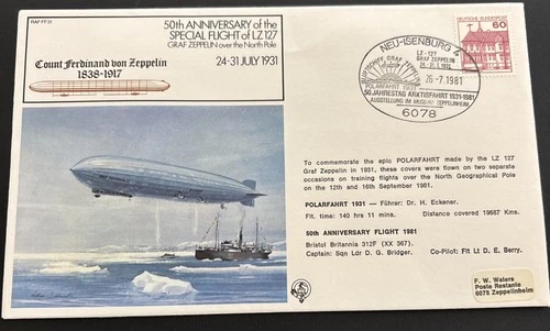 Germany FDC RAF 1981 50th Anniversary Special Flight Of LZ 127 Graf Zeppelin