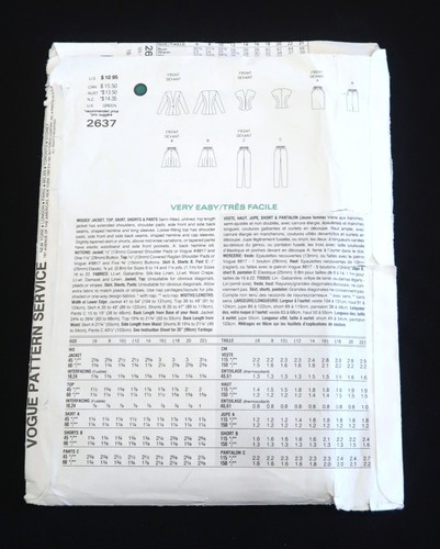 RETRO VOGUE CAREER WARDROBE 1991 SUIT PATTERNS 2637 SIZES 16 - 18 - 20 UNCUT - Picture 2 of 5