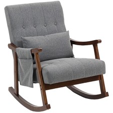 HOMCOM Modern High Back Rocking Chair with Solid Wood Legs, Refurbished