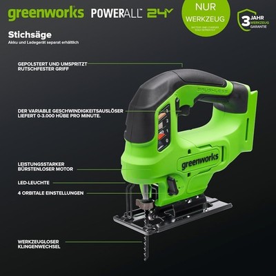24V Akku Stichsäge Greenworks GD24JSX - ohne Batterie und Ladegerät