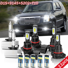 11pcs Ledhid For 2007-14 Cadillac Escalade Headlights Fog Light Drl Bulb Combo