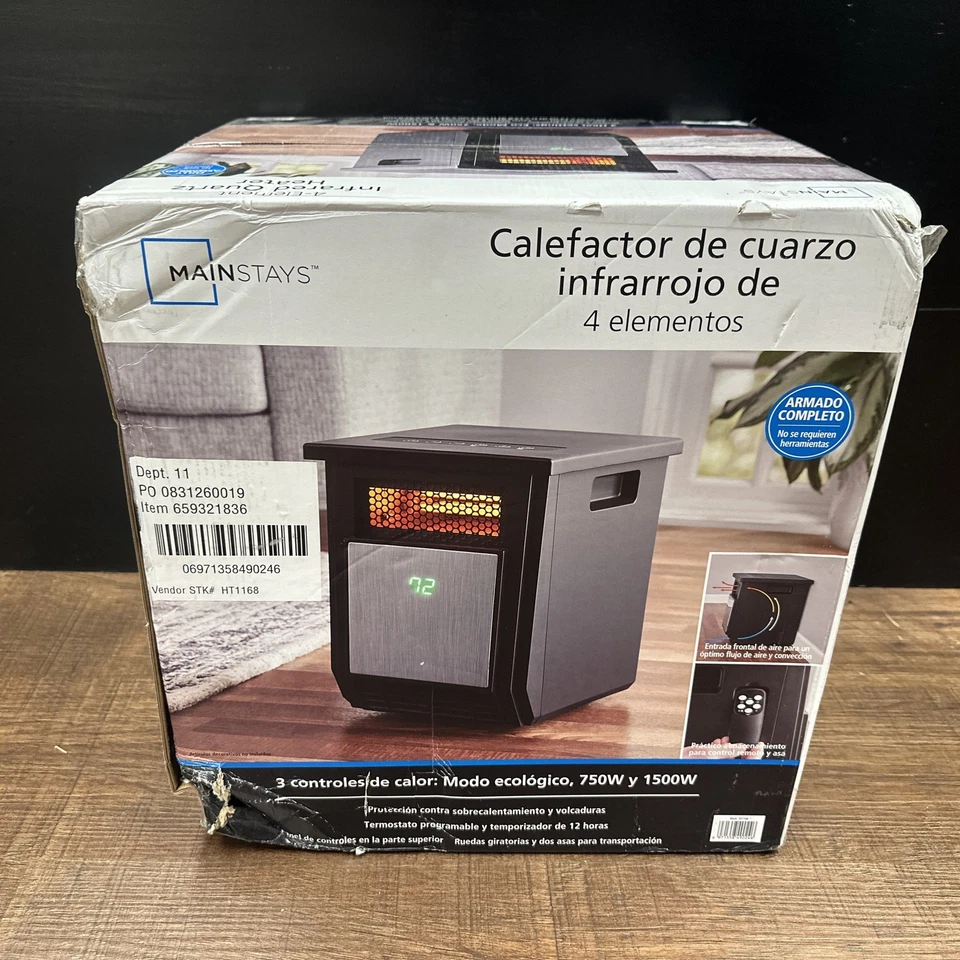 Calentador remoto de cuarzo infrarrojo Mainstays 1500W Foto 2 de 4