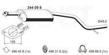 Mittelschalldämpfer ERNST 344098 für FORD MONDEO B5Y BWY B4Y 3 Turnier 16V