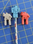 3 Rare Vintage Transformers Robot Pencil Topper Eraser Mini Figure Lot 1985 80s