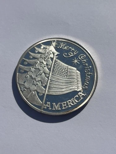 1 Troy Oz .999 Fine Silver Coin MERRY CHRISTMAS AMERICA